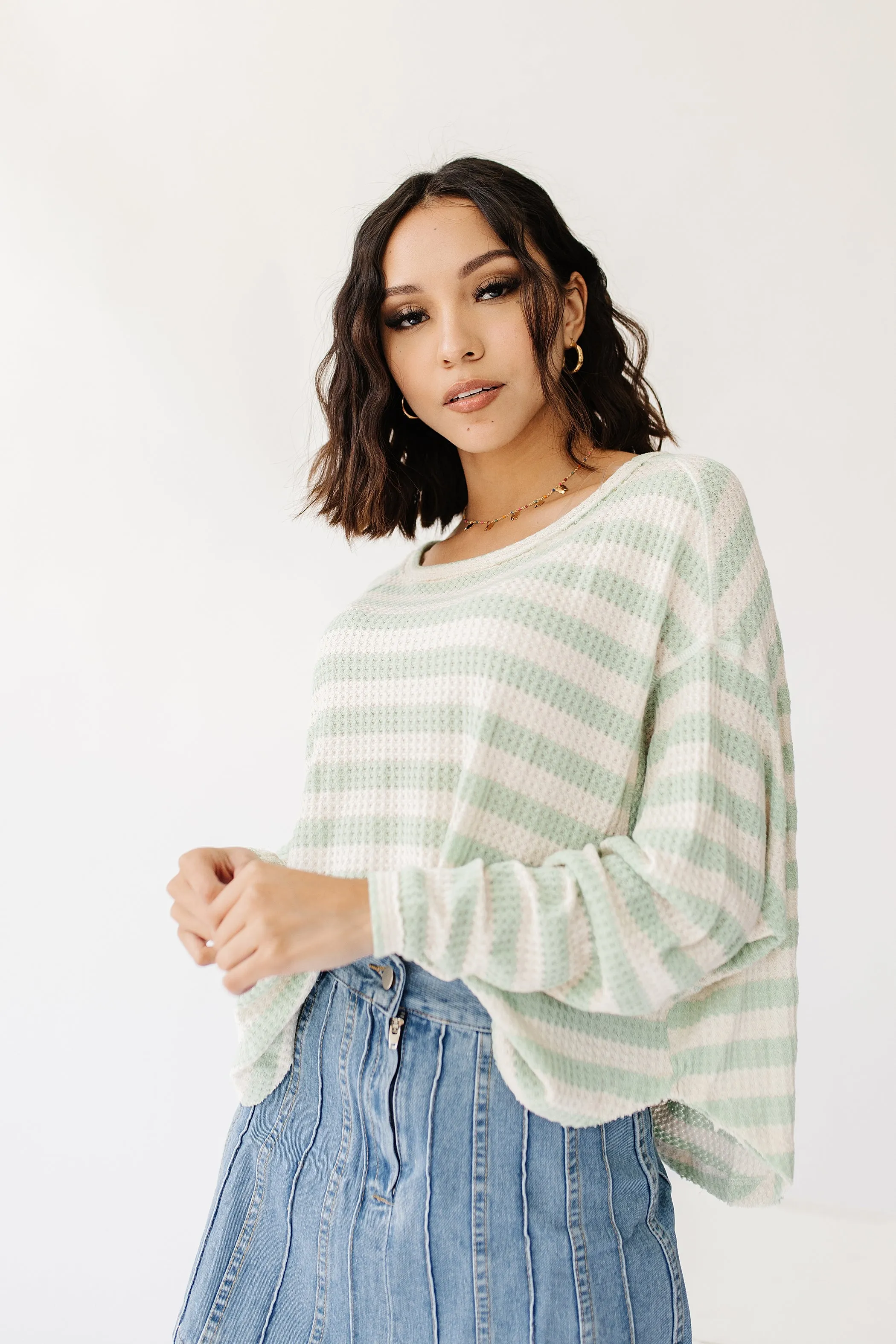 West Coast Striped Top// Sage