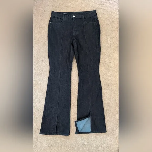 White House Black Market High Rise Sculpt Seamed Front Flare Jeans With Slits