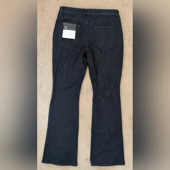 White House Black Market High Rise Sculpt Seamed Front Flare Jeans With Slits