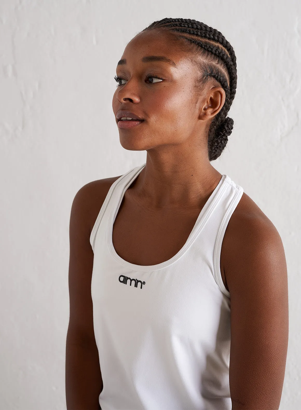 White Soft Basic Racerback Tank