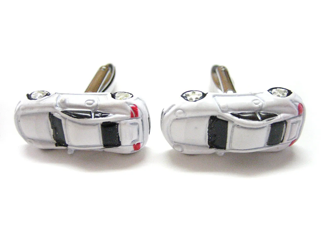 White Sports Car Cufflinks
