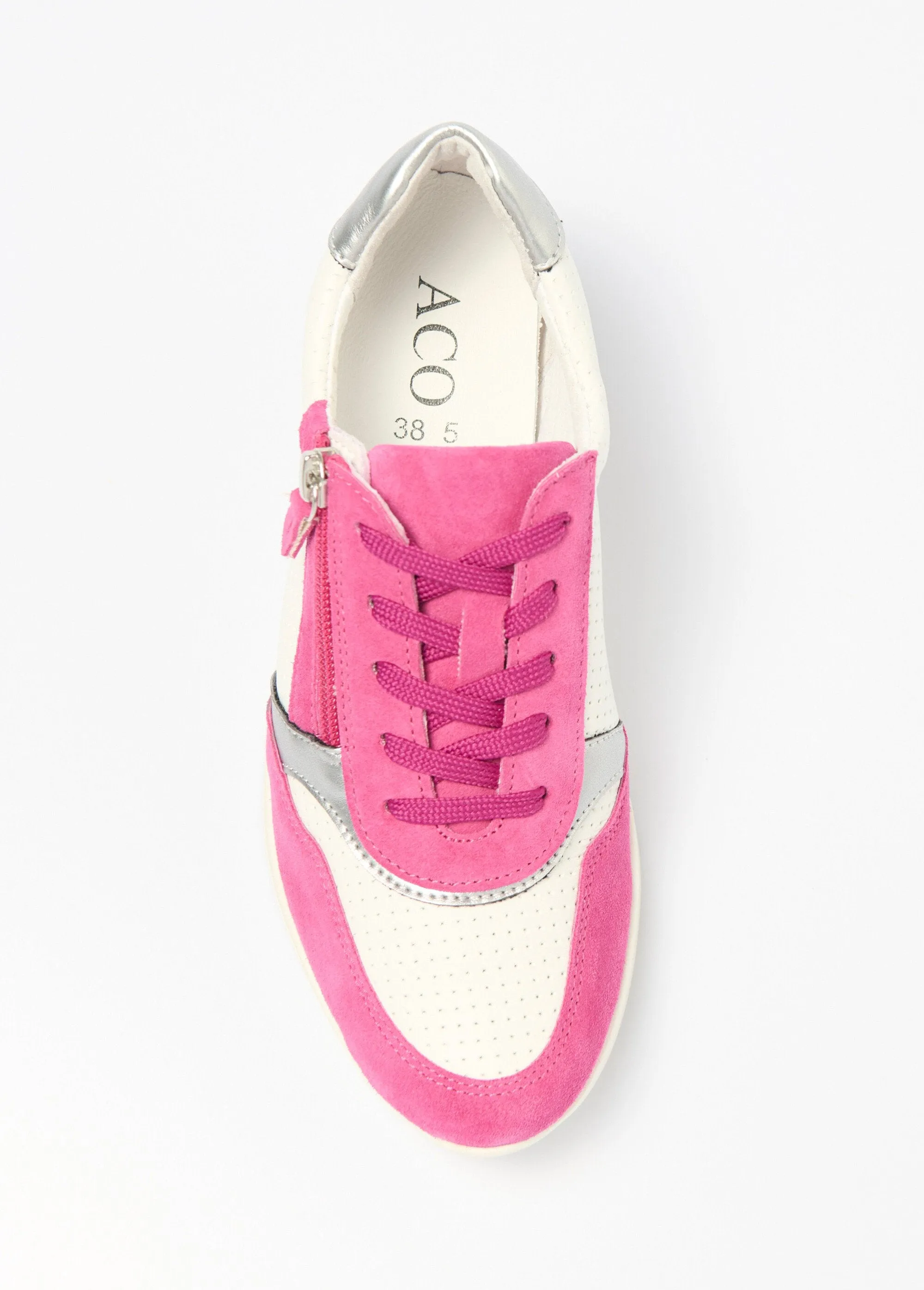 Wide leather wedge sneakers