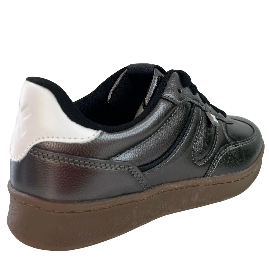 XTI Pewter Metallic Slim Line Gum Sole Sneakers