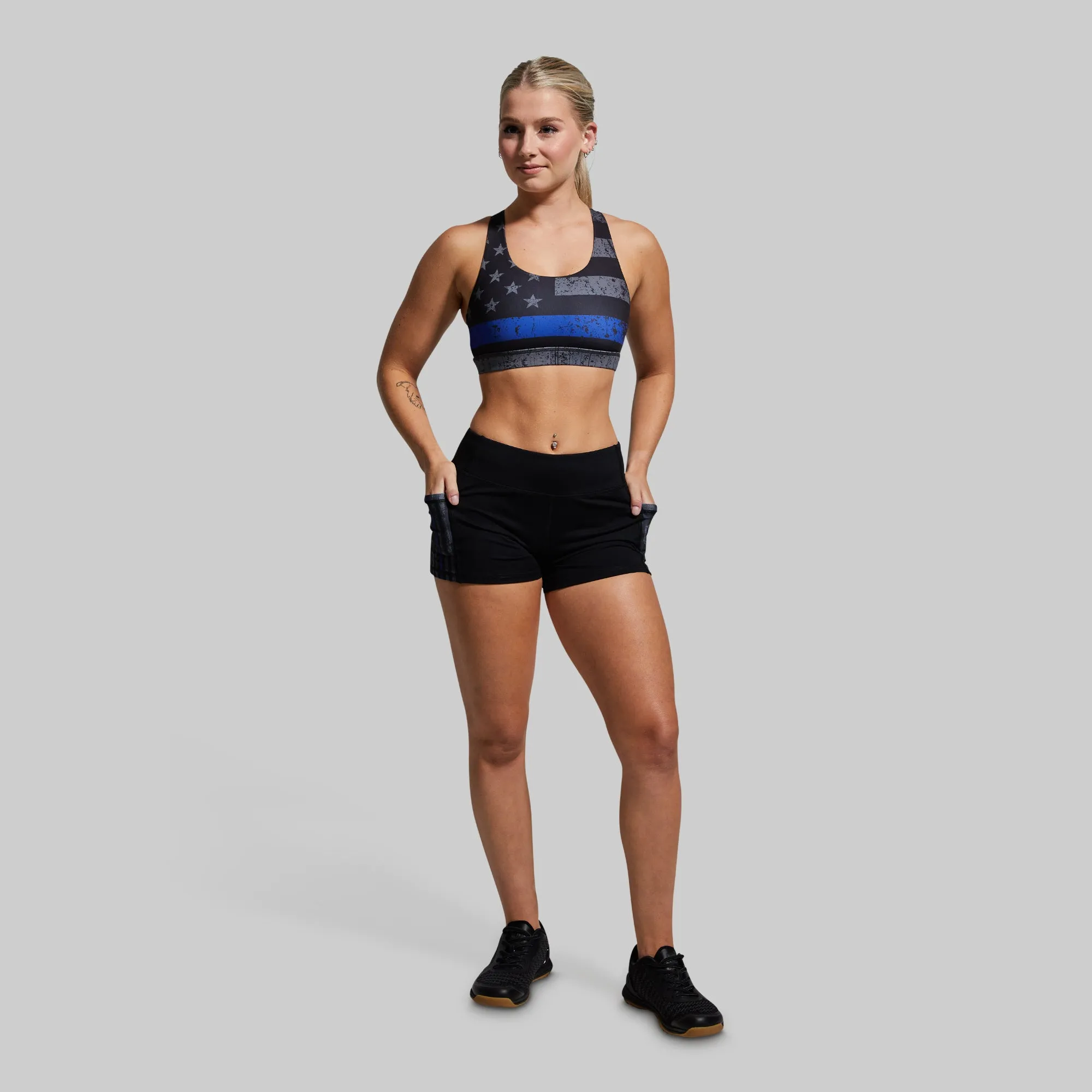 Your Essential Sports Bra (Thin Blue Line Gunmetal)
